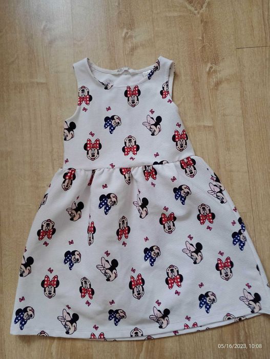 Sukienka myszka Miki Minnie biała 110/116 4-6 lat H&M