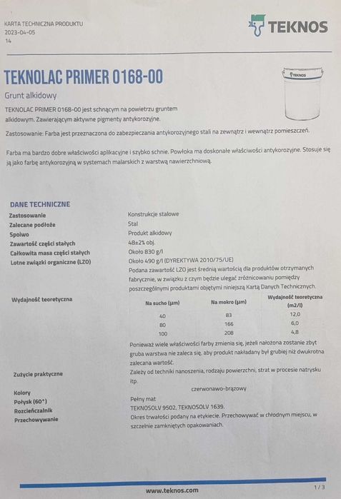 Farba teknolac Czerwona