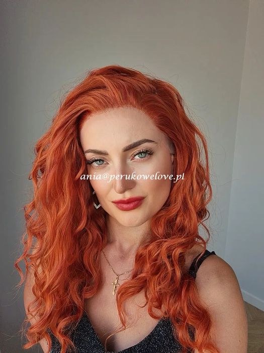 Peruka ruda lace front loki kręcone włosy na co dzień Merida