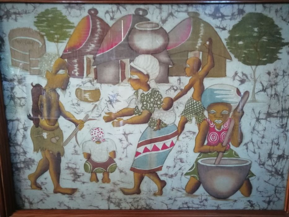 2 Quadros Bonitos Arte Africana feitos a Mão e Assinado pelo Artista