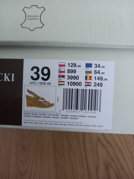 Nowe sandaly lasocki zlote koturna 39
