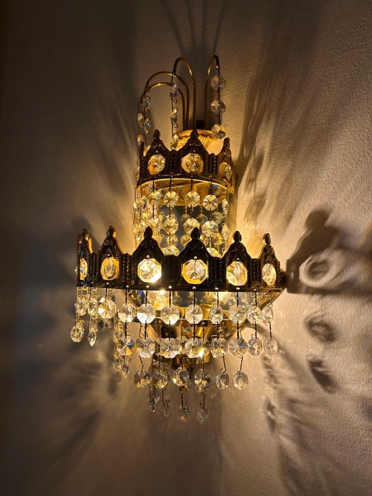 Par de apliques / candeeiros de parede em cristal