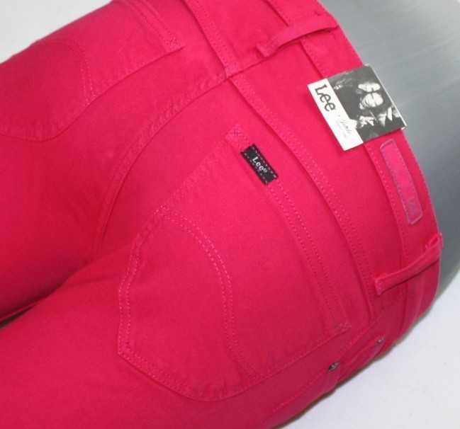 Nowe damskie jeansy Lee Jade - W25/L33 - L331EV73 malinowe rurki oryg.