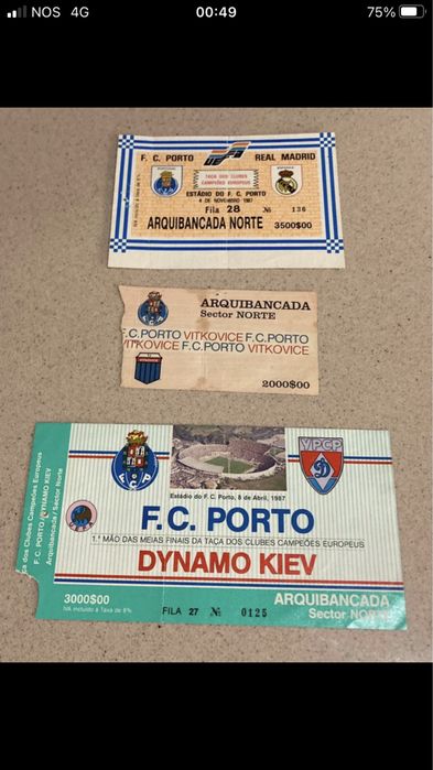 Vendo bilhetes antigos de futebol e outros
