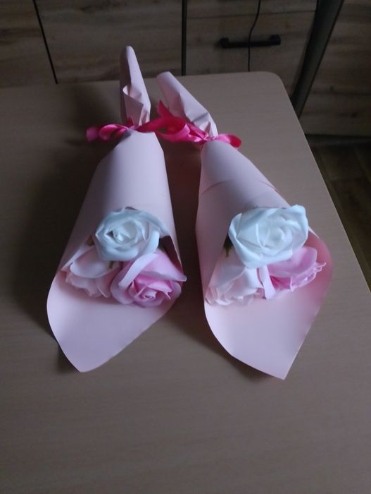 Rożki z kwiatami mydlanymi na prezent