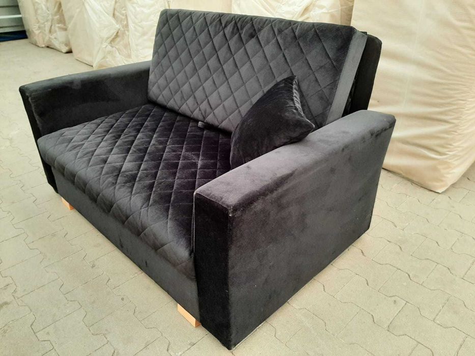 amerykanka 2 osczarny welwet, spanie 196/112, tapczan fotel rozkładany