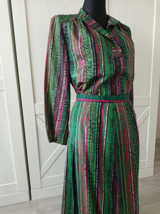 Jedwabny komplet:spódnica+bluzka S/M