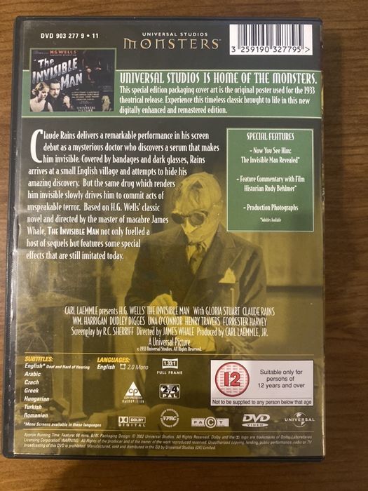 DVD Insible Man - H G Wells
