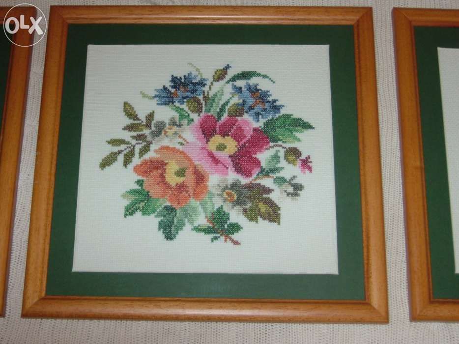 Conjunto quadros em ponto cruz encaixilhados