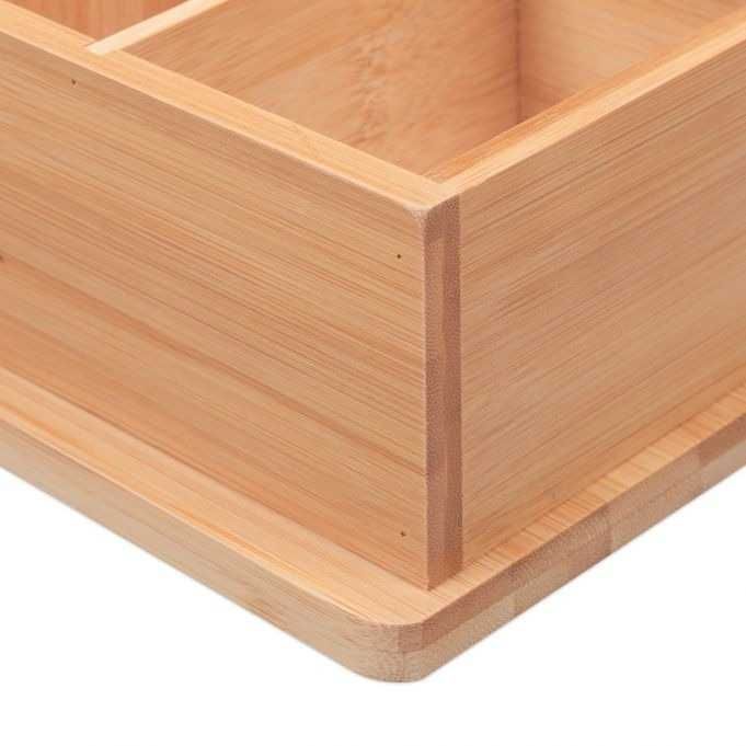 Organizer pudełko na przybory biurowe bambusowe 24,5x14x14cm