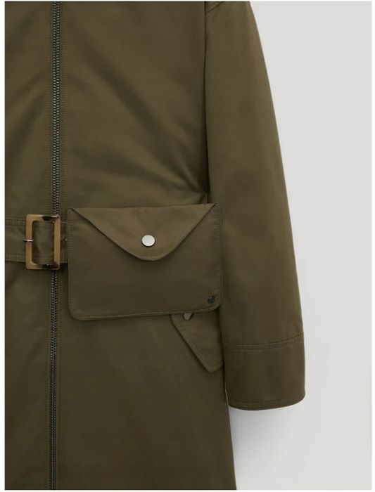 MASSIMO DUTTI parka płaszcz khaki 36/S oversize