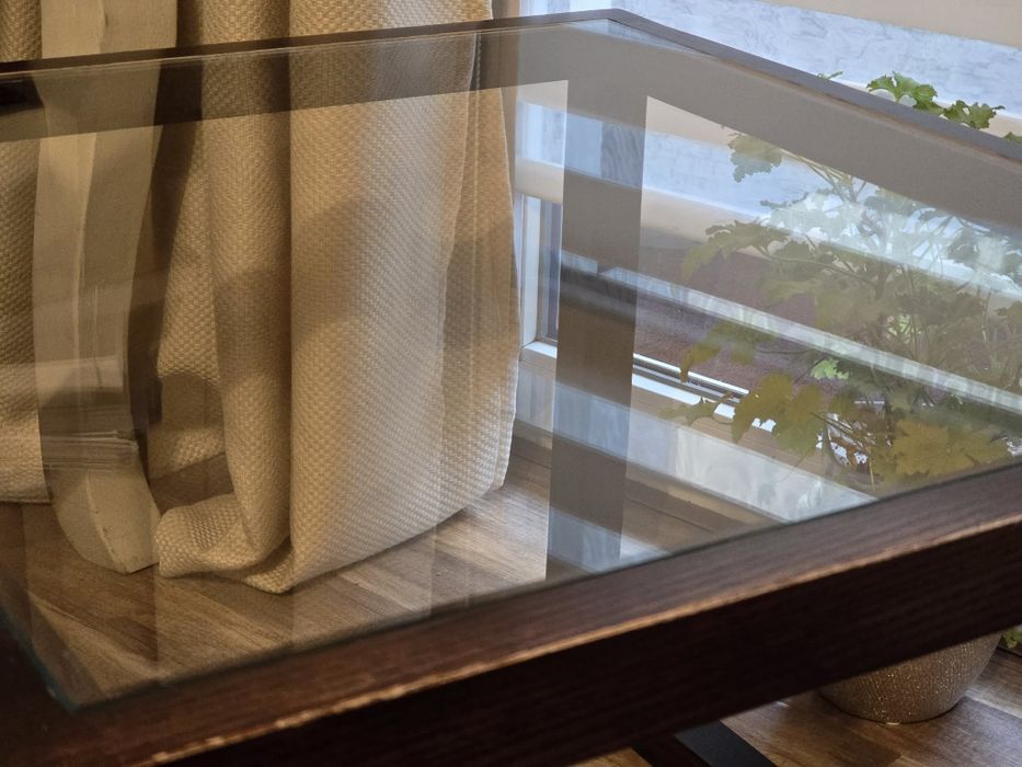 Stolik ława lite drewno szkło