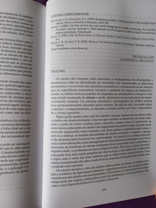 A Aprendizagem e o Cérebro de Sheryl Feinstein, editora Piaget