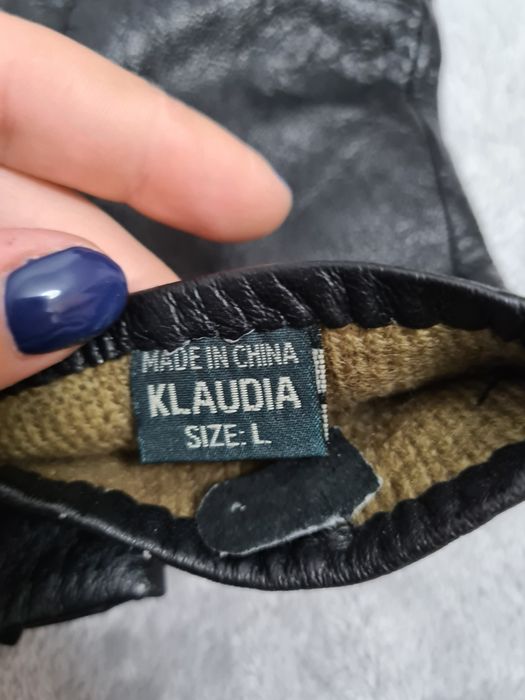 Skórzane rekawiczki KLAUDIA rozm. L czarne