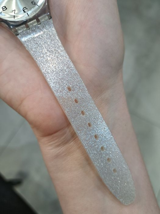 Zegarek swatch gent srebrny brokatowy super stan