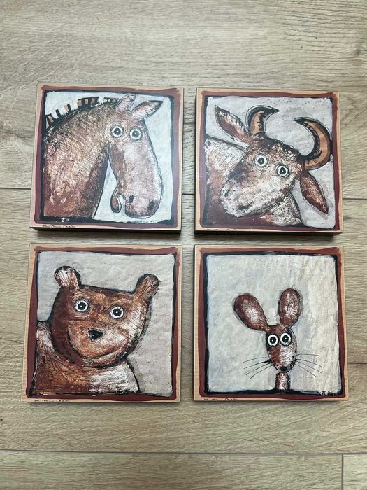 4 obrazki/grafiki dziecięce 14 x 14 x 2,2 cm