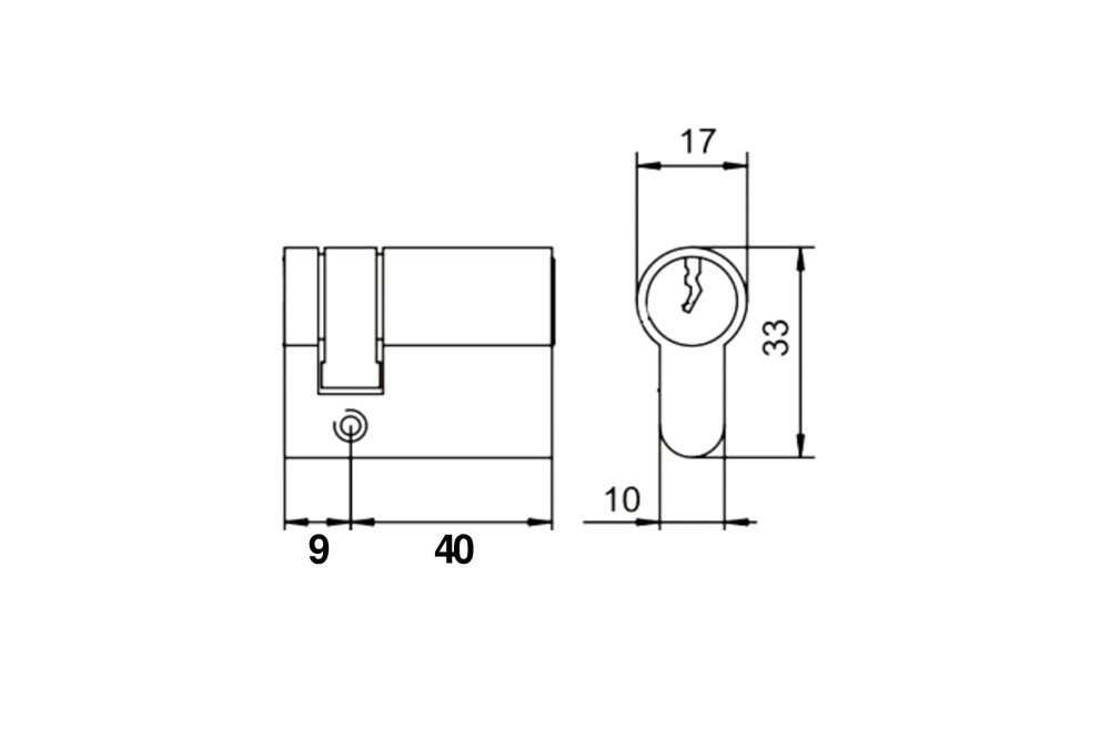 Wkładka do zamka 9/40 jednostronna LOB Ares nikiel