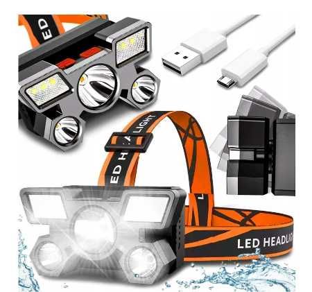 Latarka czołowa czołówka xpe high x 9 led usb