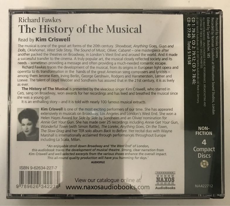 Historia do musical em Inglês em cd audio book