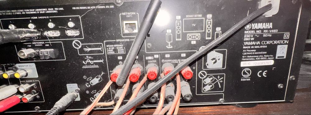 Zestaw kino domowe yamaha amplituner rx-v483 + głośniki + subwoofer