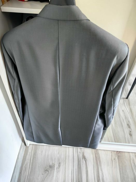 Garnitur męski srebrny szary rozmiar XL 52 54 44 46 marynarka i spodnie komunia wesele