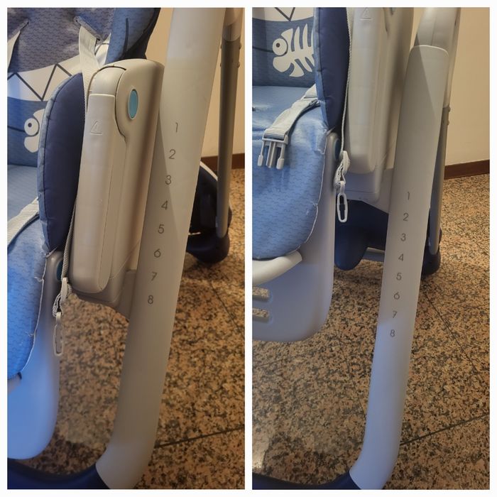Cadeira refeição Chicco Polly2start tubarão + kit (espreguiçadeira)