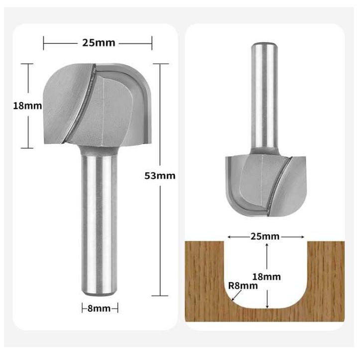 Frez do żłobień uchwyt 8mm średnica 25mm, węglik wolframu SpeTool