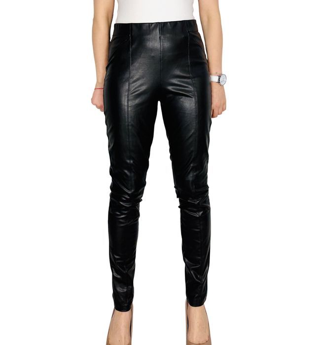 Czarne skórzane rurki z wysokim stanem M 38 Only