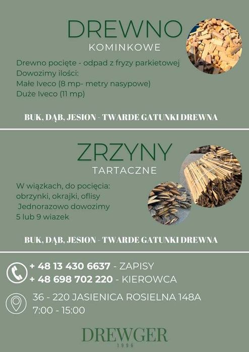 DREWNO OPAŁOWE wiązki , zrzyny tartaczne BUKOWE i DĘBOWE!