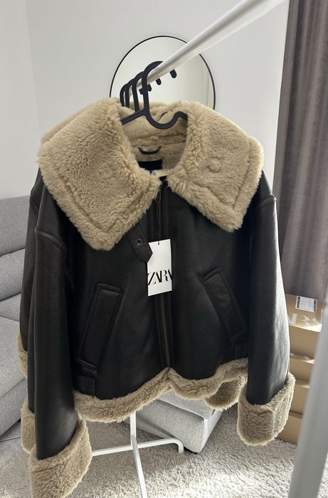 Дублянка Zara L, XL куртка зара коричнева дублянка