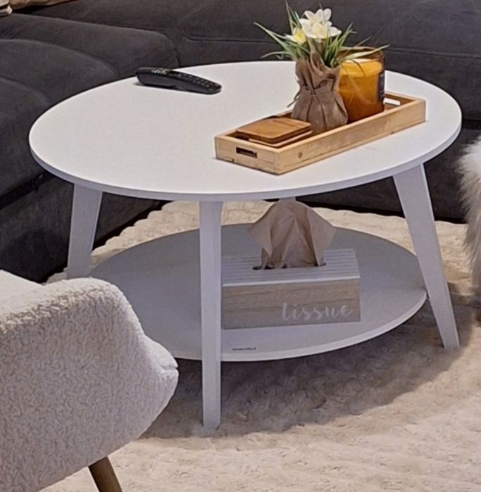 Stolik biały okrągły 80x80x45