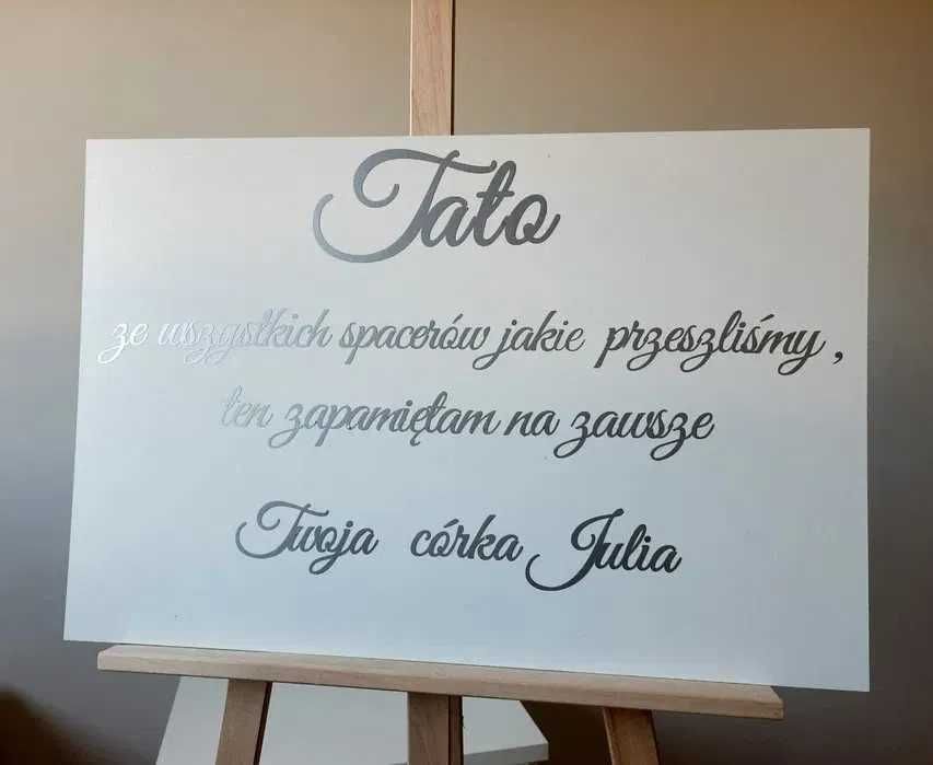 Srebrna tablica Tato ze wszystkich spacerów ślub