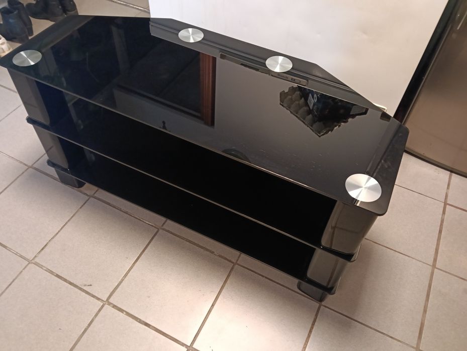 Stolik RTV szklany czarny