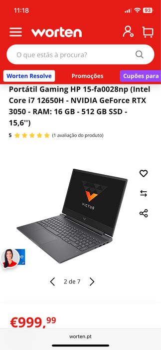 Portátil Gaming HP praticamente novo