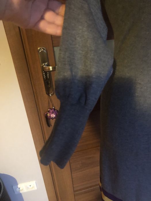 Sukienka z dzianiny szara z golfem LA Knit rozm 36/ 38 S/ M