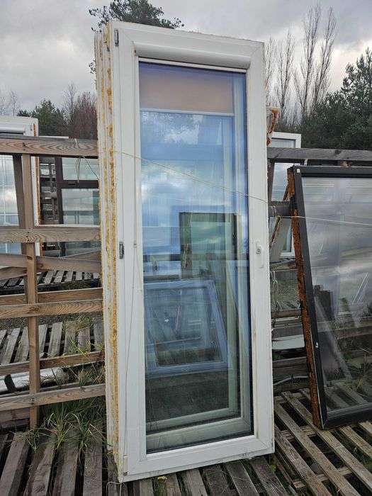 OKNA/DRZWI Balkonowe Plastikowe PCV 85x228cm 3 sztuki białe/orzech