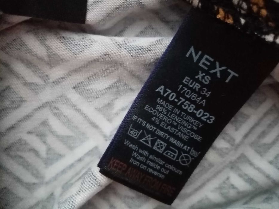 Next spodnie damskie joggers letnie wzór retro wiskoza elastan XS-34