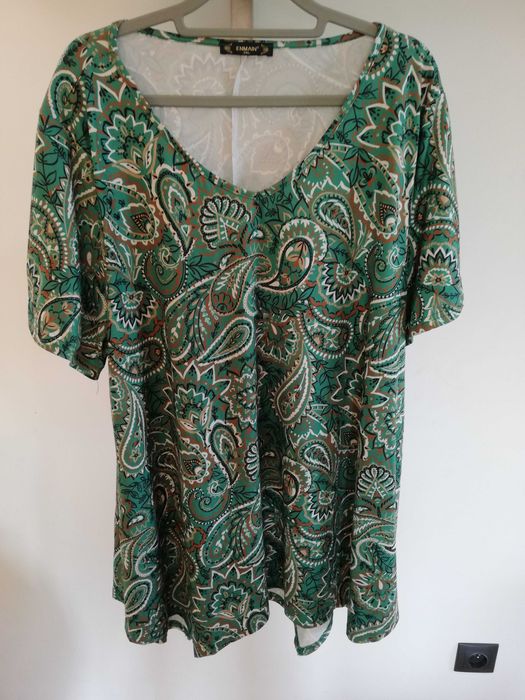Enmain zielona boho ornament tunika bluzka r. 3XL