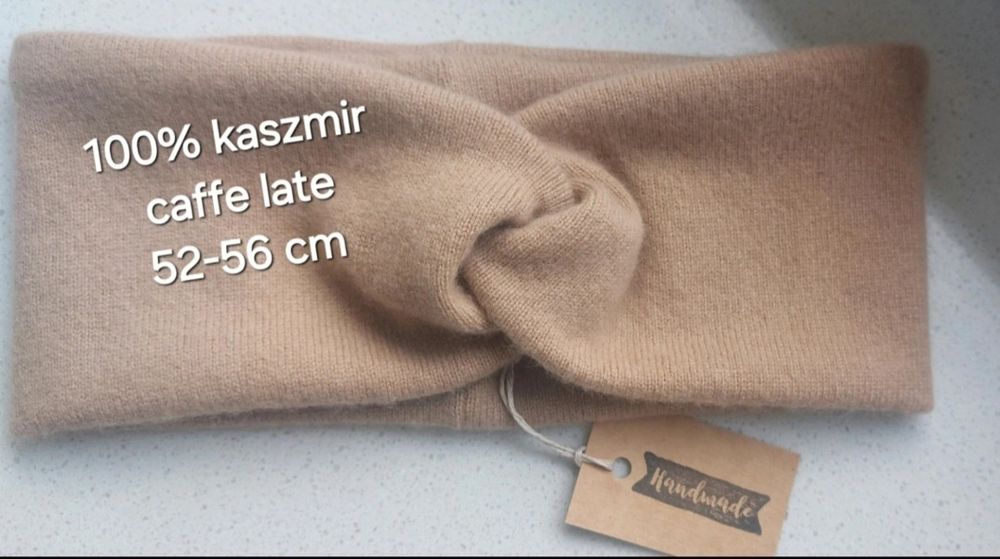 Opaska 100% kaszmir camel/ caffe latte