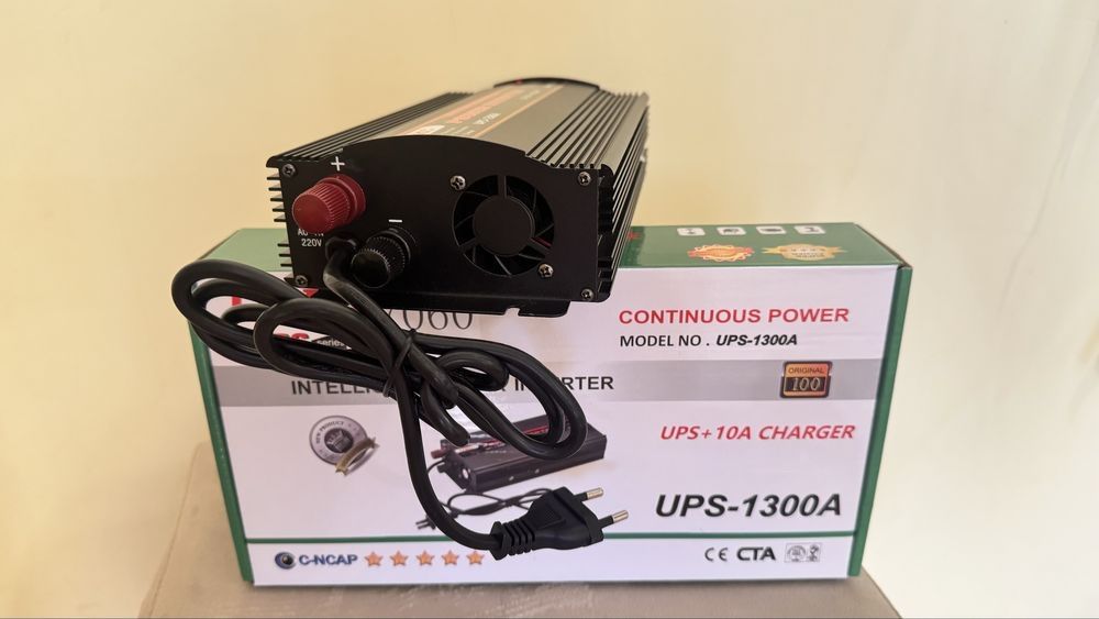 Инвертор ДБЖ UKC 1300W 12V-220V с зарядкой аккумулятора на 10А ИБП