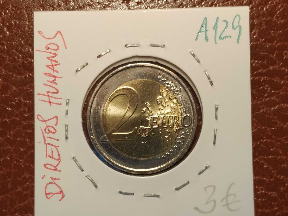A129/30/1/3 moeda de 2€ comemorativa de 2008 Direitos Humanos (várias)