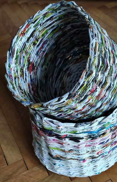 Papierowa wiklina, koszyk handmade, papierowa osłonka