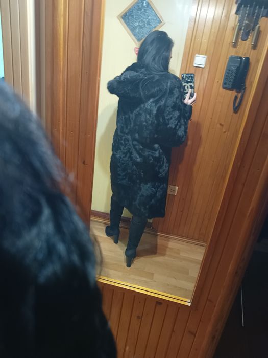 Futro damskie zimowe prawdziwe z kozic górskich L