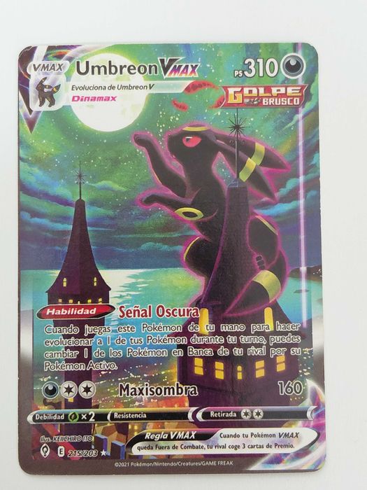 Pokemon Umbreon VMAX Evolving Skies Full Alt Art #215/203 em Espanhol