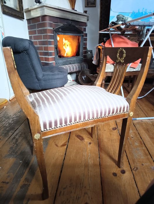 Komplet: ludwikowski fotel i krzesełko rzymskie