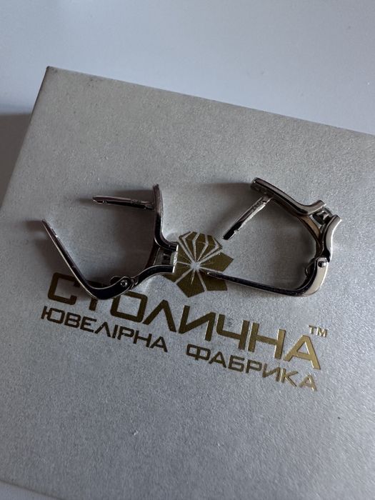 Сережки сюф біле золото з діамантом