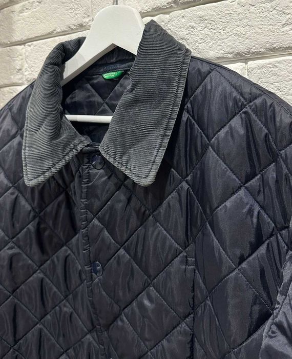 Benetton Kurtka Pikowana L Made in Italy Granatowa Stan BDB