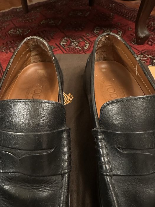 Tod’s black leather loafers masculinos 7,5”&