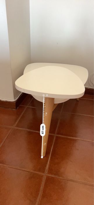 Mesa de Centro Moderna Branco e Madeira 90cm