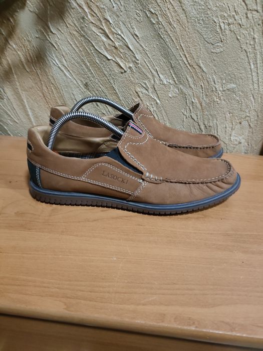 Mokasyny męskie skórzane Lasocki 40 z wkładką wewnątrz 26.5 cm.
